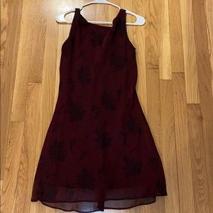 Black and maroon floral dress.